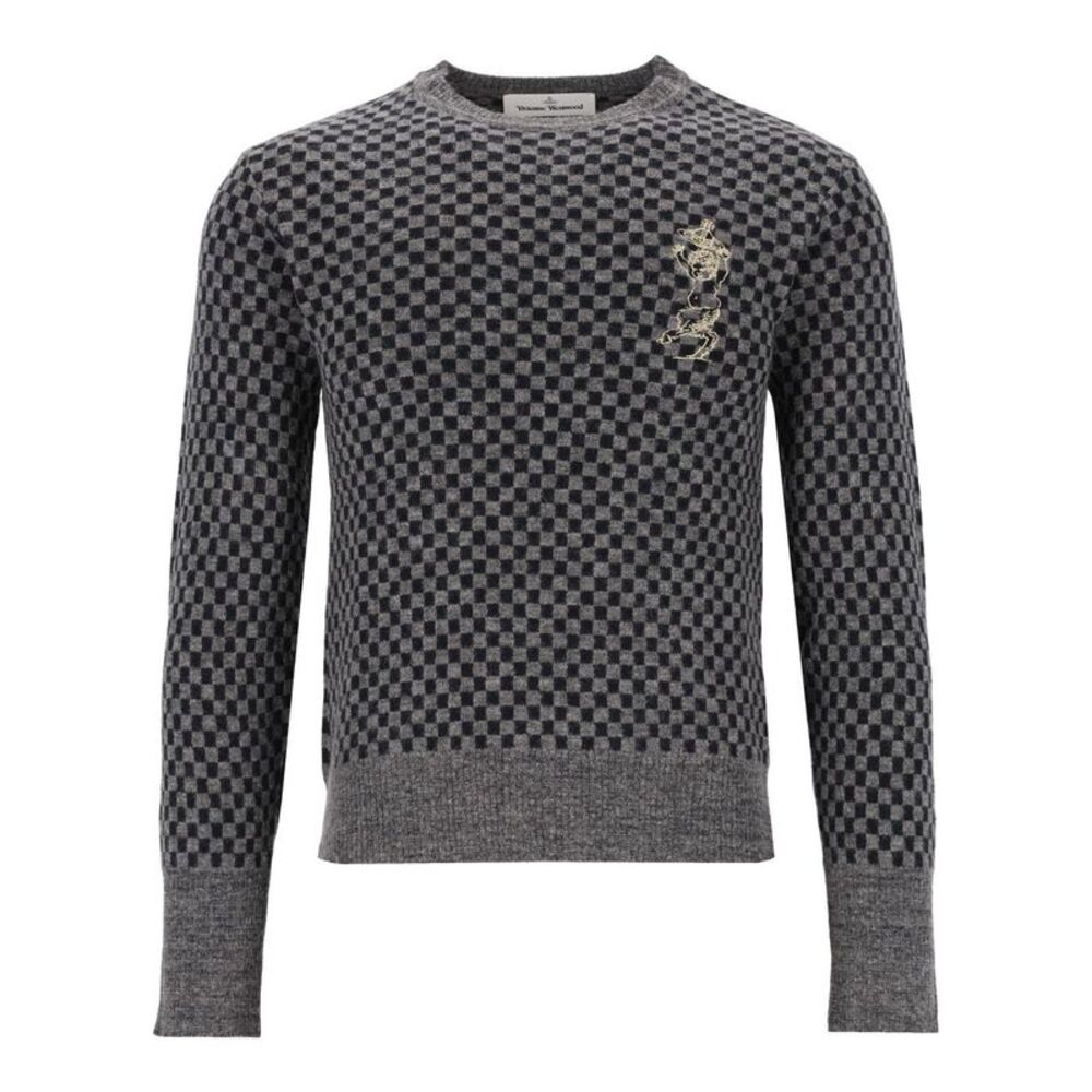 Vivienne Westwood Men Checkered Crewneck Sweater With Embroidery